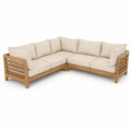 Gartensofa Ecksofa 5-Sitzer aus massivem Akazienholz mit Polyesterkissen L-Form Natur Creme 240 x 240 x 75 cm