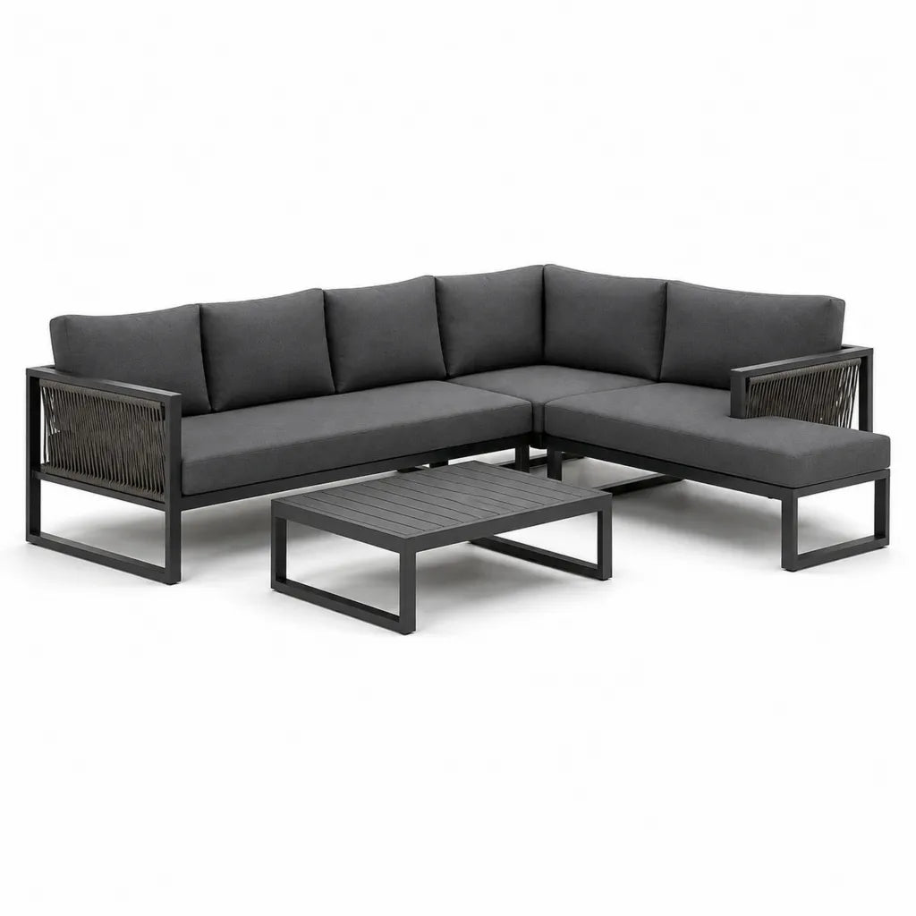 Gartenlounge Set Ecksofa mit Couchtisch Aluminium Dunkelgrau 238 x 180 x 65 cm