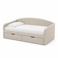 Tagesbett mit 2 Schubladen 90 x 200 cm Polyester Beige