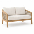 2-Sitzer Gartensofa aus Akazien-Massivholz mit Polyesterseil Beige 134 x 75 x 78 cm