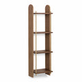 Standregal Bucherregal rechteckig 60 x 30 x 180 cm mit 4 Boden Walnussfurnier Braun Goldfarben