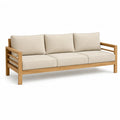 3-Sitzer Gartensofa aus Akazien-Massivholz mit Polyesterpolstern Beige 210 x 80 x 75 cm