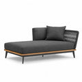 Gartenlounge Sofa mit Chaiselongue 200 x 100 x 75 cm Aluminium Teakholz Polypropylen Dunkelgrau