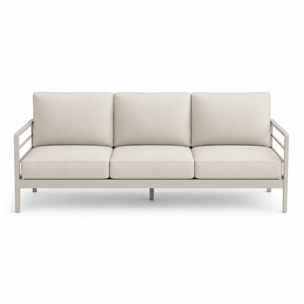 3-Sitzer Gartensofa 200 x 80 x 75 cm Aluminium rechteckig Cremewei?