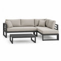 Lounge-Set Gartensofa Ecke 220 x 150 cm Aluminium Polyester Beige Anthrazit mit Couchtisch 100 x 60 cm