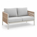 2-Sitzer Gartensofa mit Aluminiumgestell und Polyesterkordel Grau Beige 130 x 75 x 78 cm