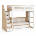 Kinderhochbett mit Treppe Stauraumschubladen und Sofa 90 x 200 cm Kiefer Massivholz MDF Wei? Natur