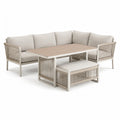 Gartensofa Lounge Set 4-teilig mit Aluminiumrahmen PE-Geflecht rechteckigem Tisch Beige 218 x 218 x 72 cm