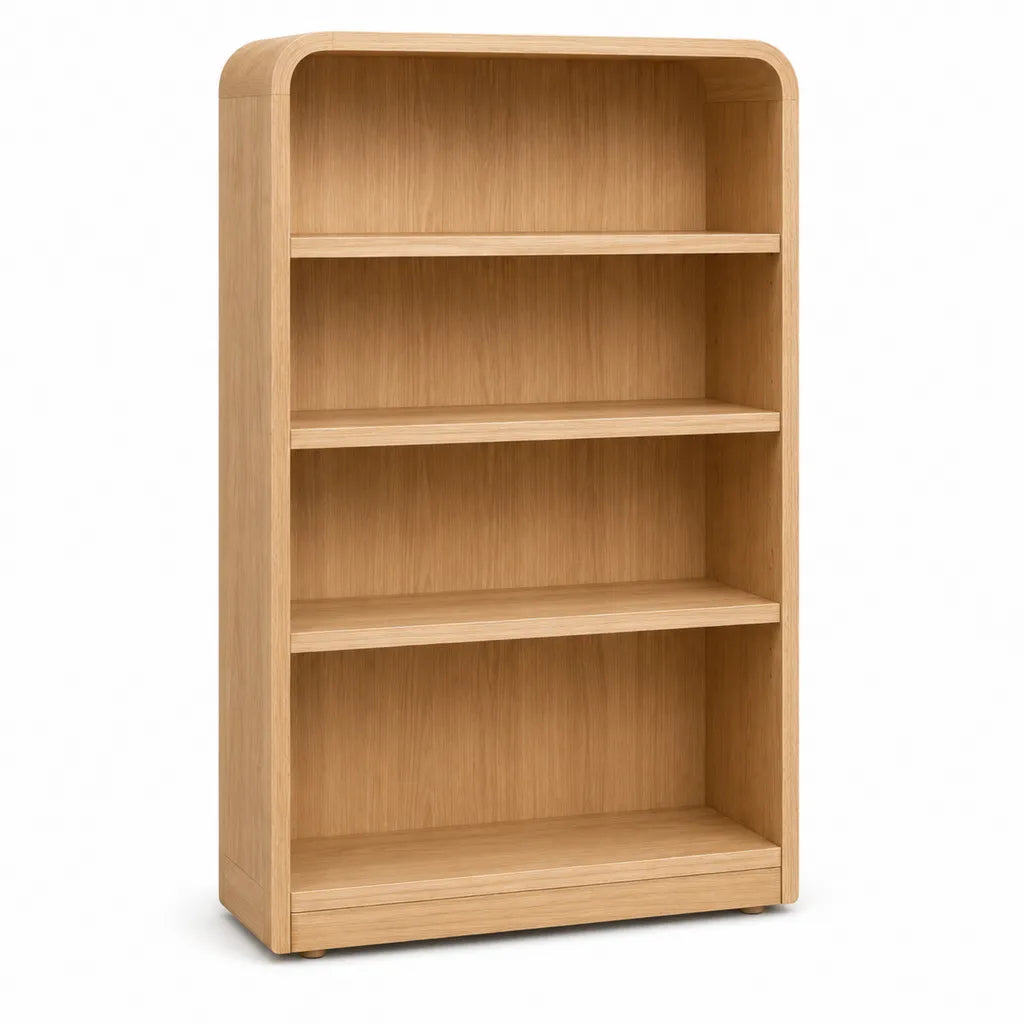 Bucherregal mit 4 offenen Fachern aus MDF mit Eichenfurnier abgerundet naturfarben 80 x 35 x 180 cm